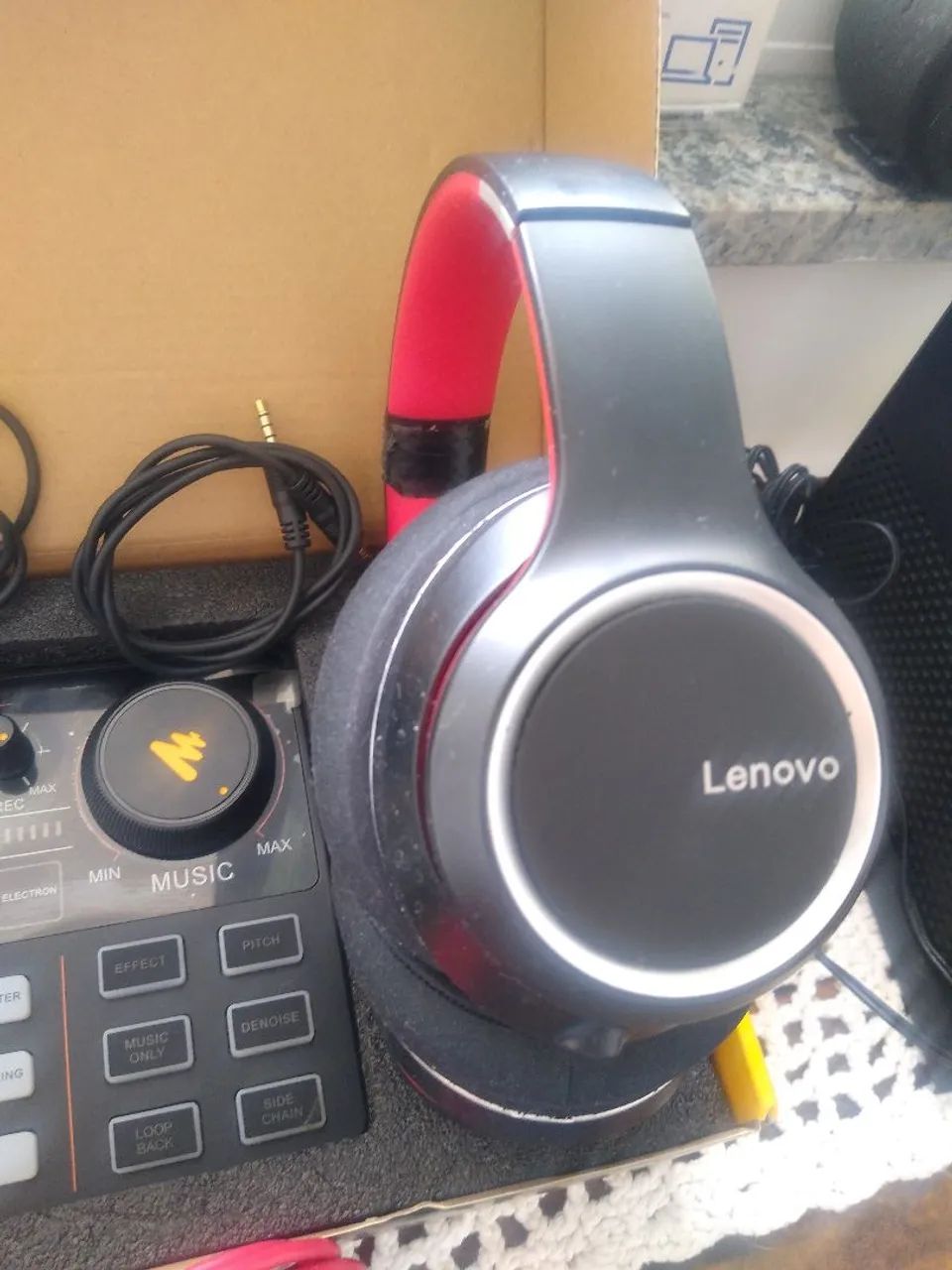 Kit COMPLETO MESA DE SOM BLUETOOTH MAONO + MICROFONE + FONE DE OUVIDOS BLUETOOTH LENOVO  - Foto 3