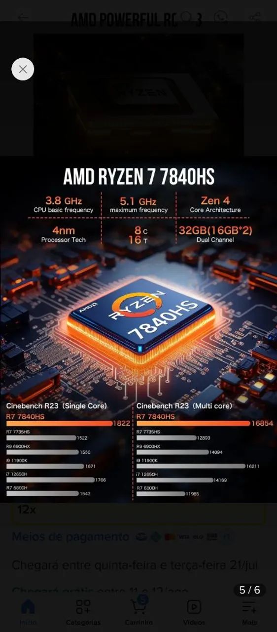 Mini Pc Gmktec K6 Ryzen 7 Radeon 780M 32Gb DDR5 5600 Crucial SSD 1Tb - Foto 6