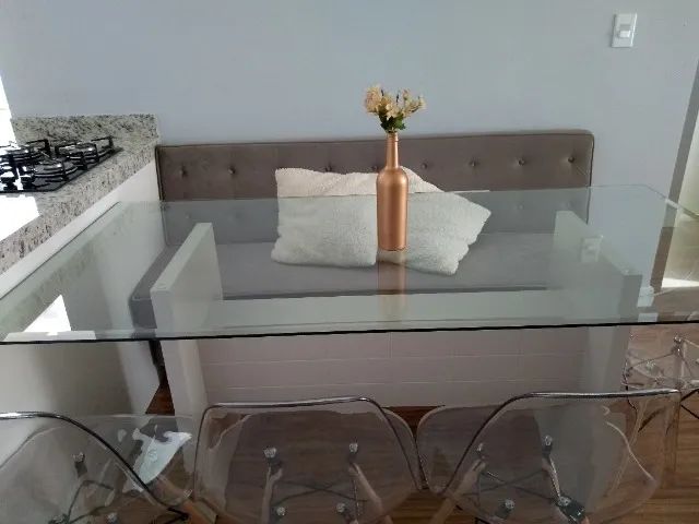Mesa de Vidro e Base Off White 1,00 x 1,80m - Foto 3