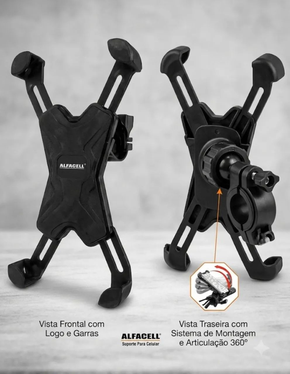 Suporte Universal para Celular Moto e Bicicleta Alfacell Ajustável - Foto 4