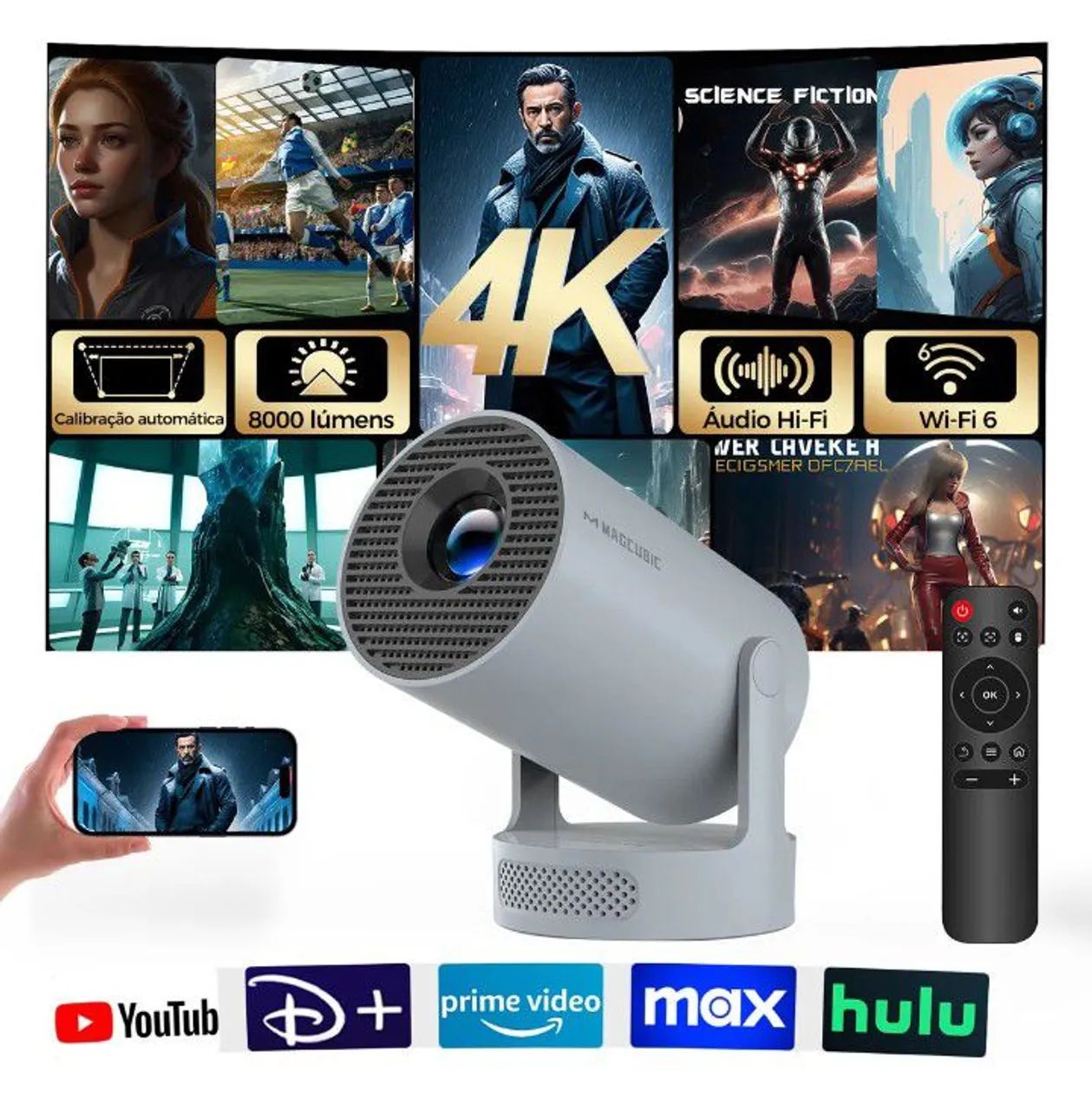 ORIGINAL Projetor Magcubic HY300PRO+ 150" Polegadas com Som, Android 11, Wifi6, Bluetooth - Foto 2