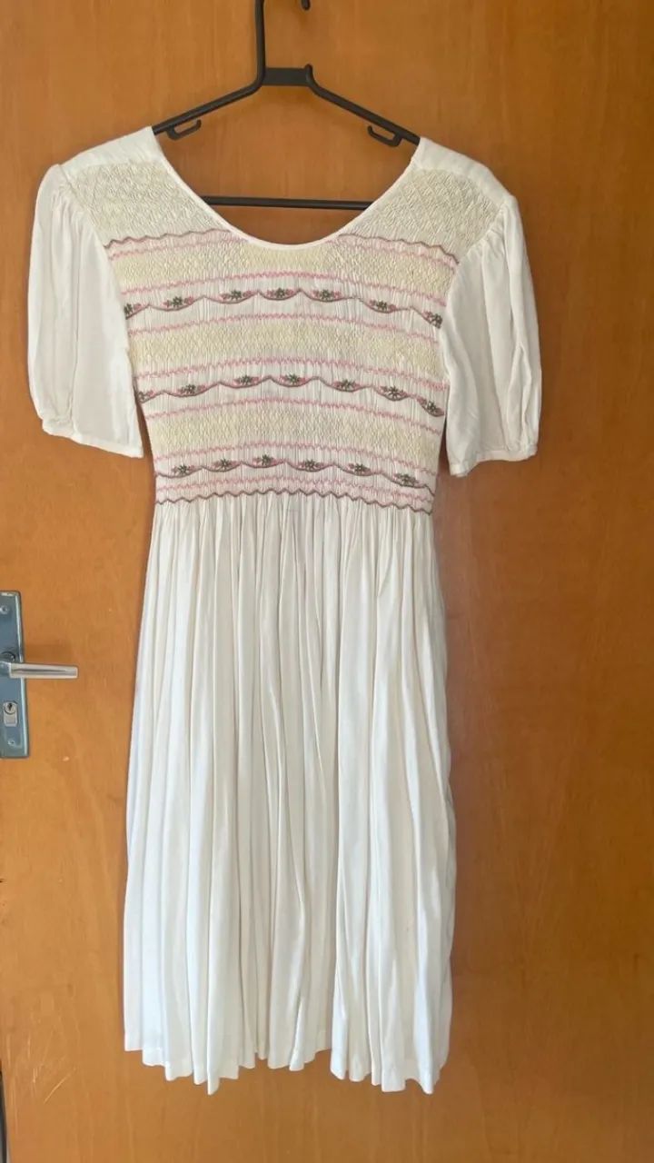 vestido boho off white bordado p - Foto 4