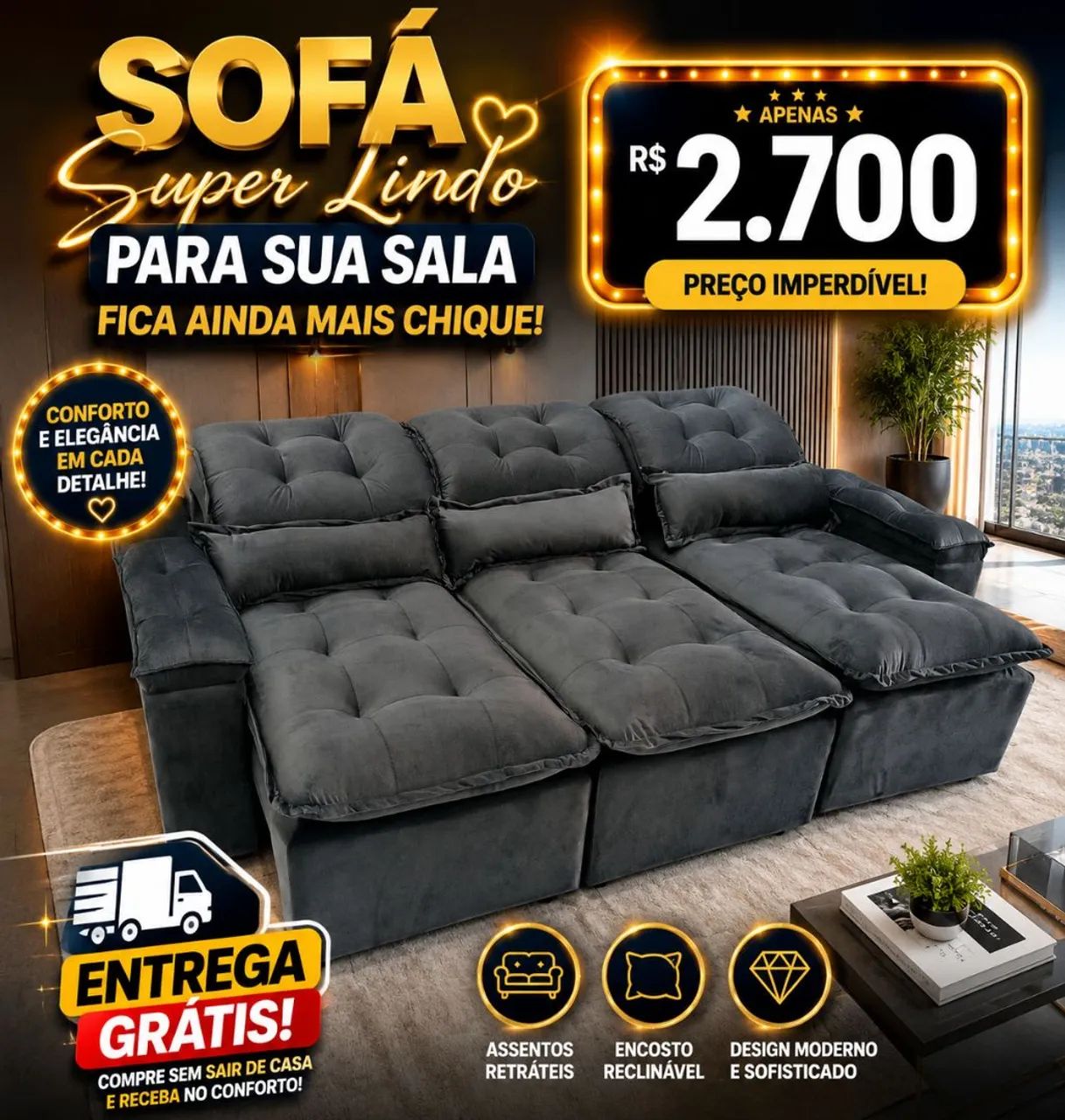 Sofá em promoção 