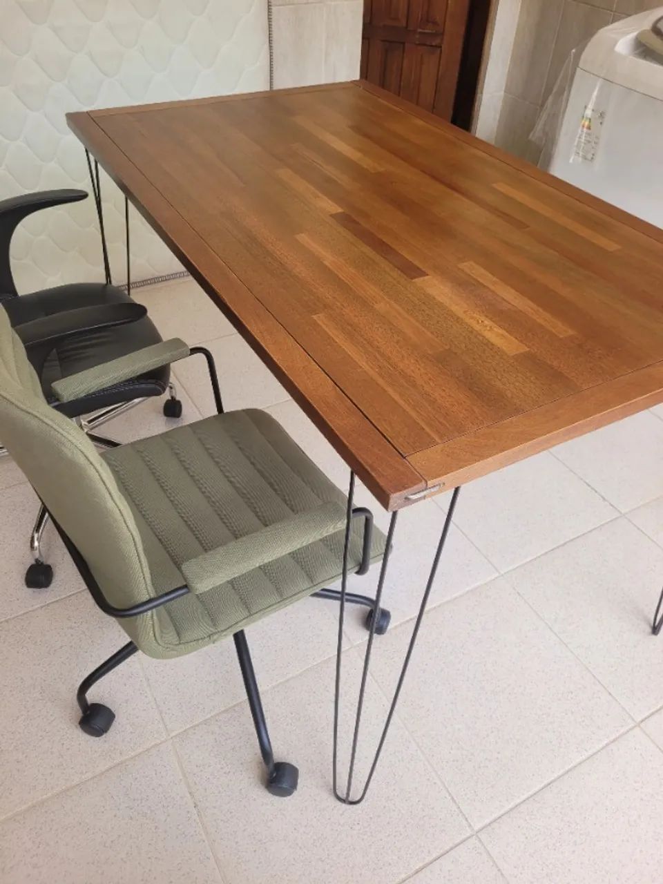 MESA com tampo 1,66 M X 85 CM ARMAZÉM e pés em ferro 80cm  - Foto 4
