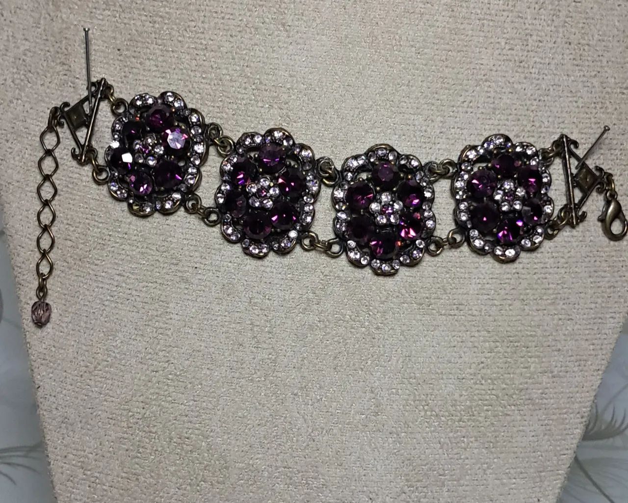 Conjunto colar e pulseira roxo vintage  - Foto 4