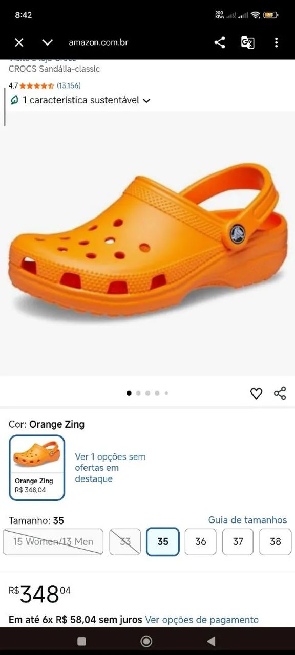 Crocs Classic Clog na cor Orange Zing - Calçados - Parque