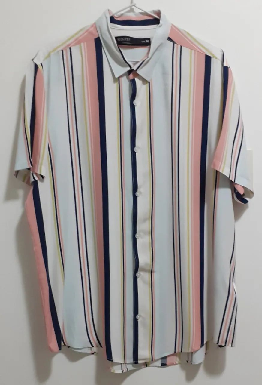 Camisa Masculina Listrada Manga Curta