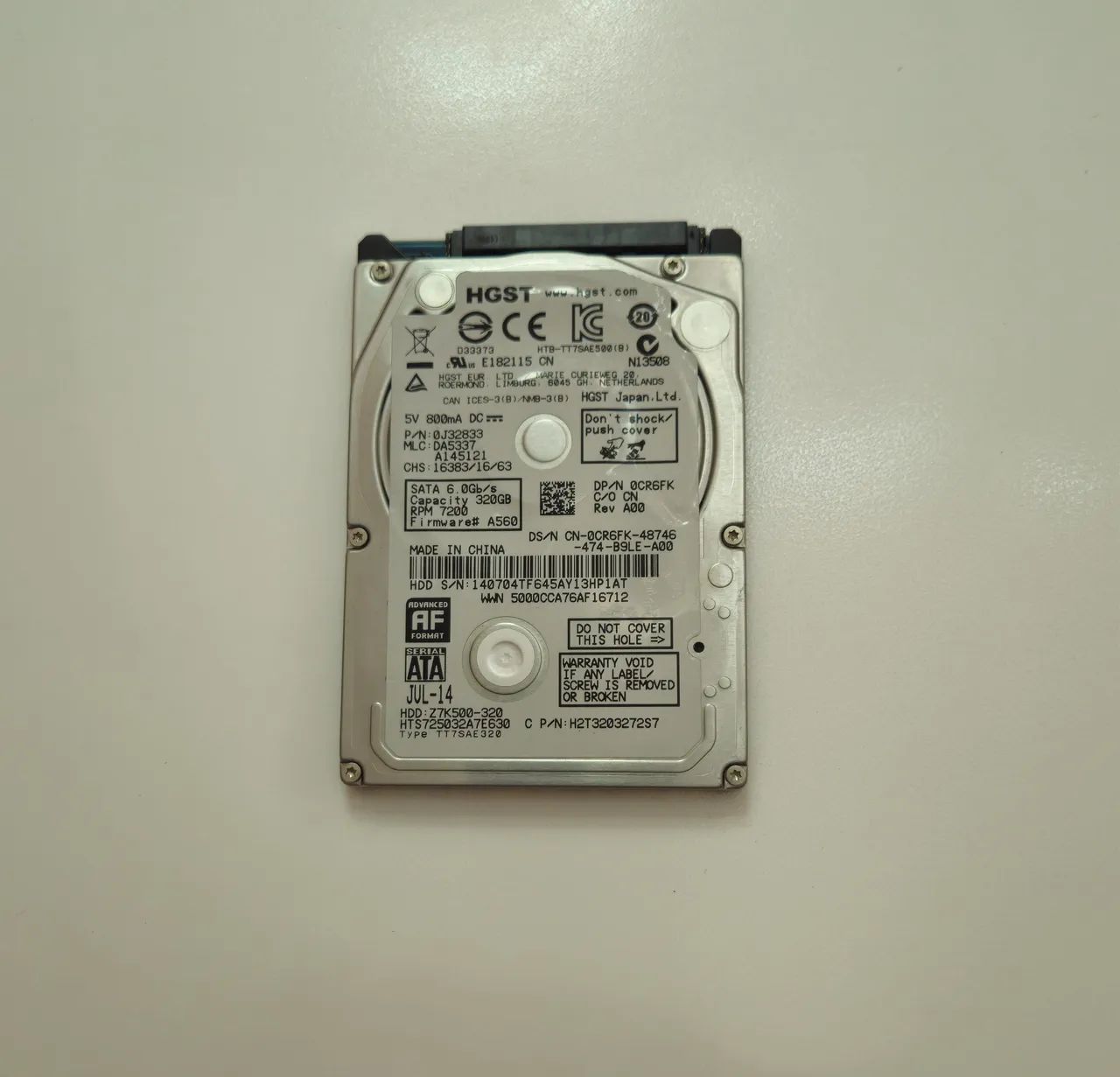 HD HGST 320GB 7200RPM SATA 6Gbs 2.5" Slim