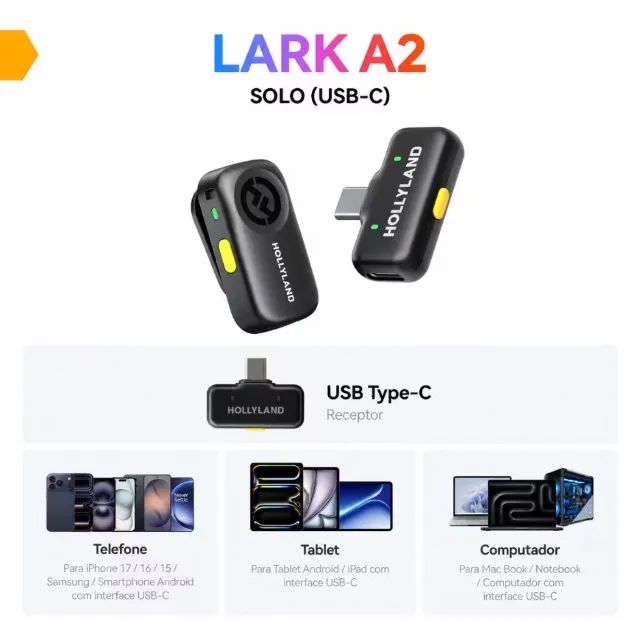 Microfone Hollyland Lark A2 USB- C Solo - Foto 2