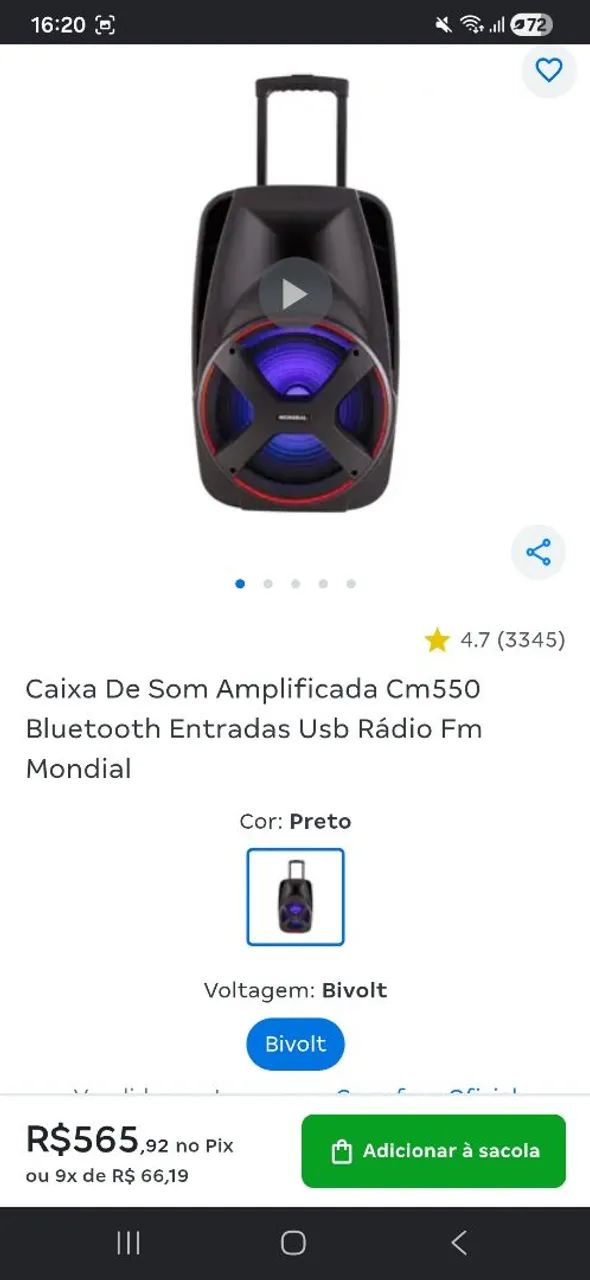 Caixa Bluetooth  Som Top Mondial - Foto 3
