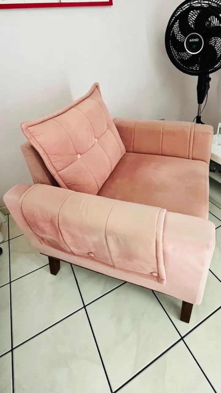 Poltrona Decorativa Aveludada Rosa - Confortável e Elegante - Foto 3