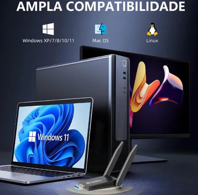 Adaptador Placa Wifi Usb Dual Band 2.4/5ghz 1300mbps - Foto 4