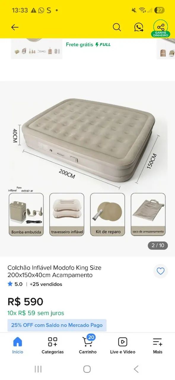 Colchão inflável automático excelnte 