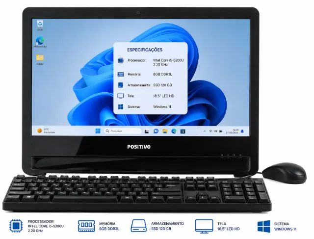 Computador All in One Intel Core i5 8 GB RAM SSD 120 GB Windows 11 Positivo Master - Foto 4