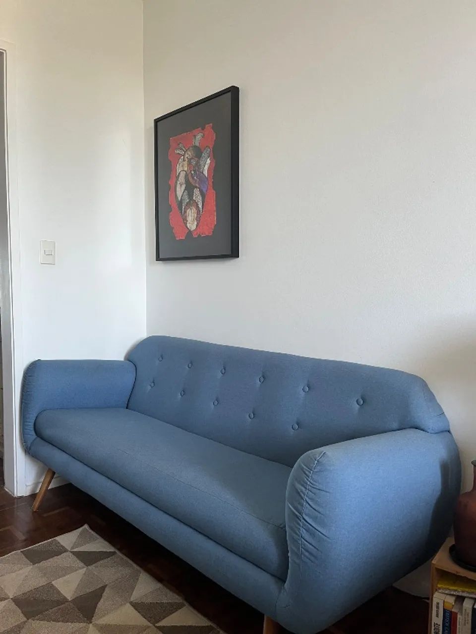 Sofá 3 lugares, linho azul (marca Mobly) - Foto 4