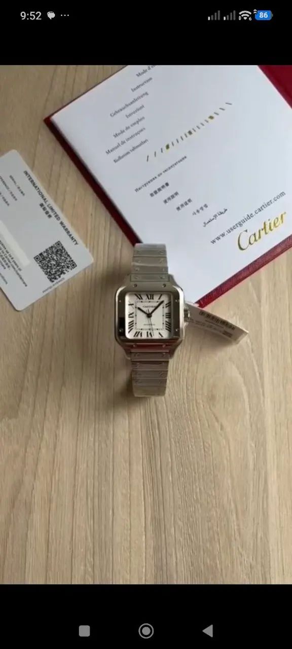 CARTIER SANTOS/ DIAL BRANCO/ 33X 44 / S.C