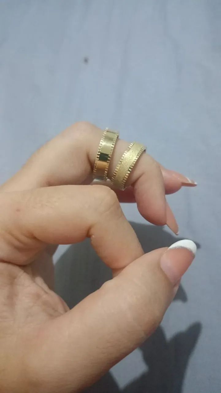 Aliança de moeda modelo trabalhado  - Foto 2