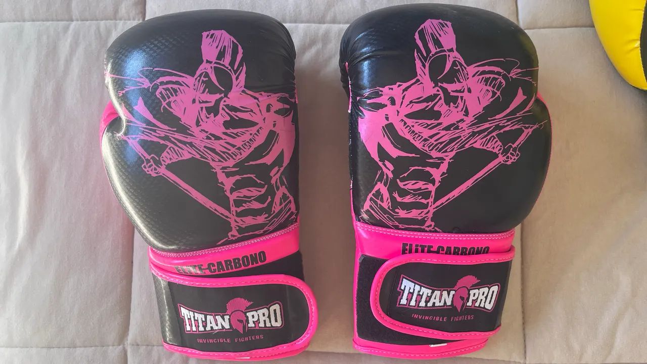 Luva de Boxe Titan Pro Elite Carbono 12oz - Rosa e preto- Estado de Nova - Foto 4