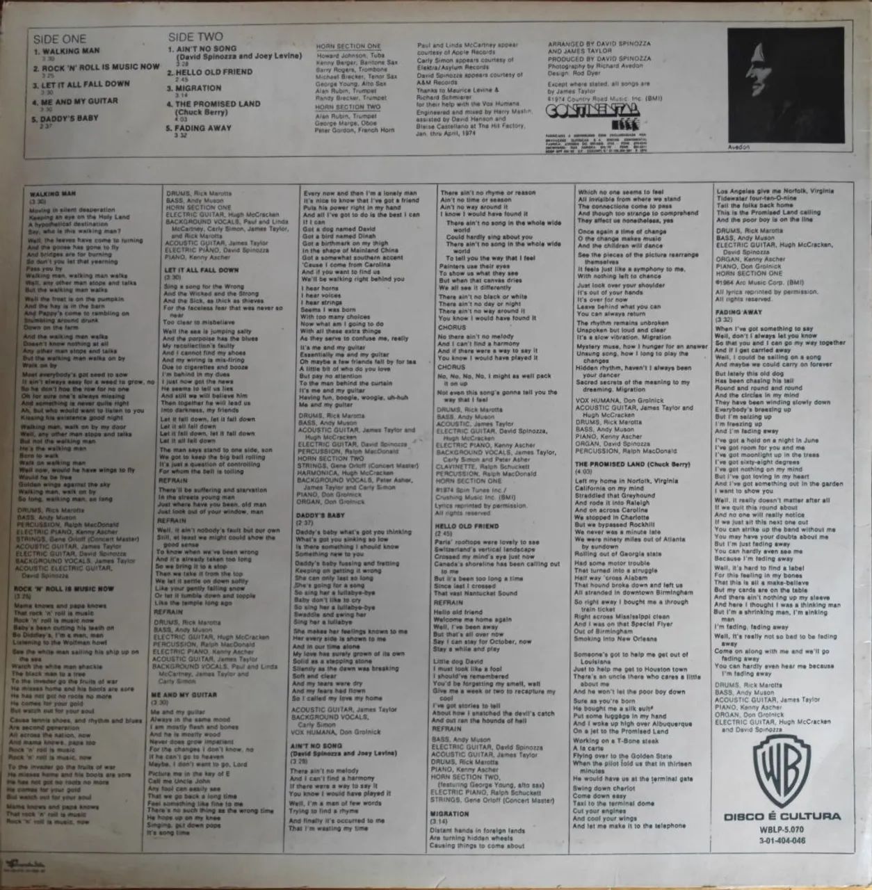 James Taylor walking man vinil  - Foto 2