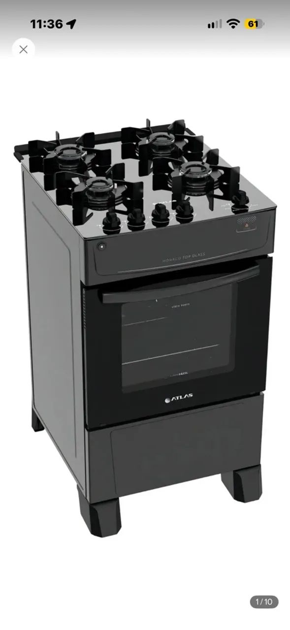 Fogão 4 bocas com mesa de vidro acendimento automático 