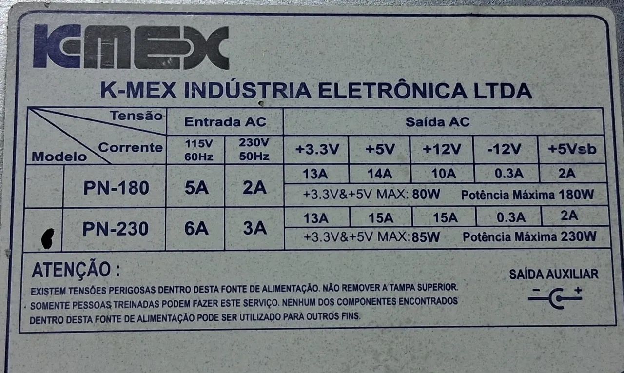 Fonte PC K-MEX PN-230 6A/3A Bivolt  - Foto 4