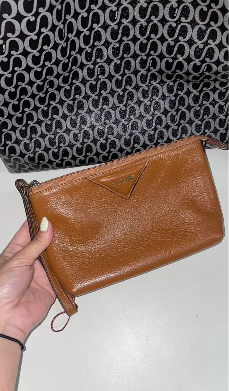 Bolsa + nécessaire Classe Couro Shopping - Estampa Canvas - Foto 4