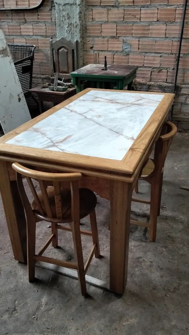 mesa de 4 cadeiras de madeira freijó  - Foto 5