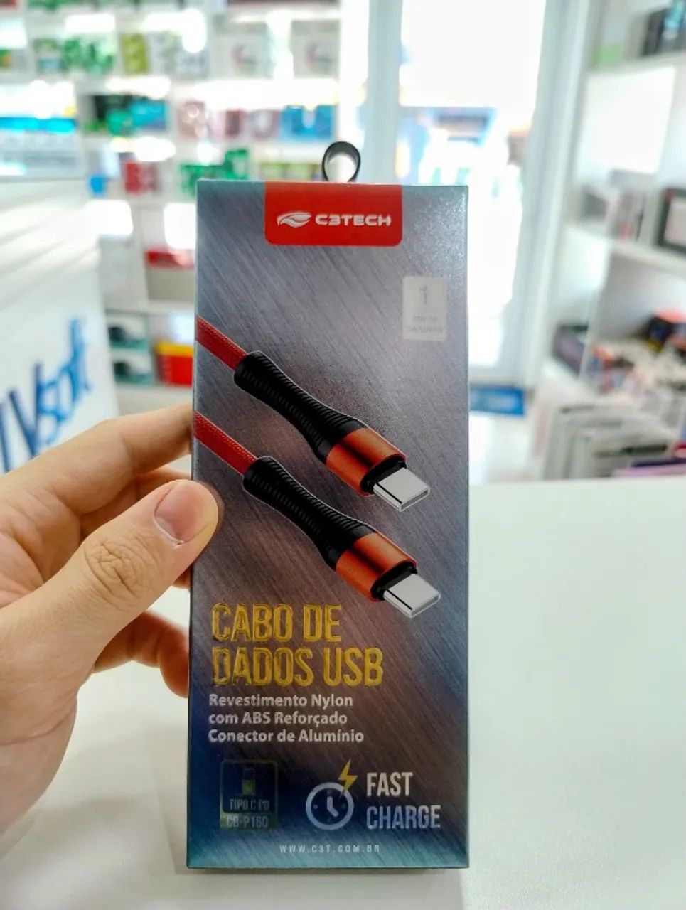 Cabo C3Tech CB-P160RD/CB-P150RD 1m 3A USB-C