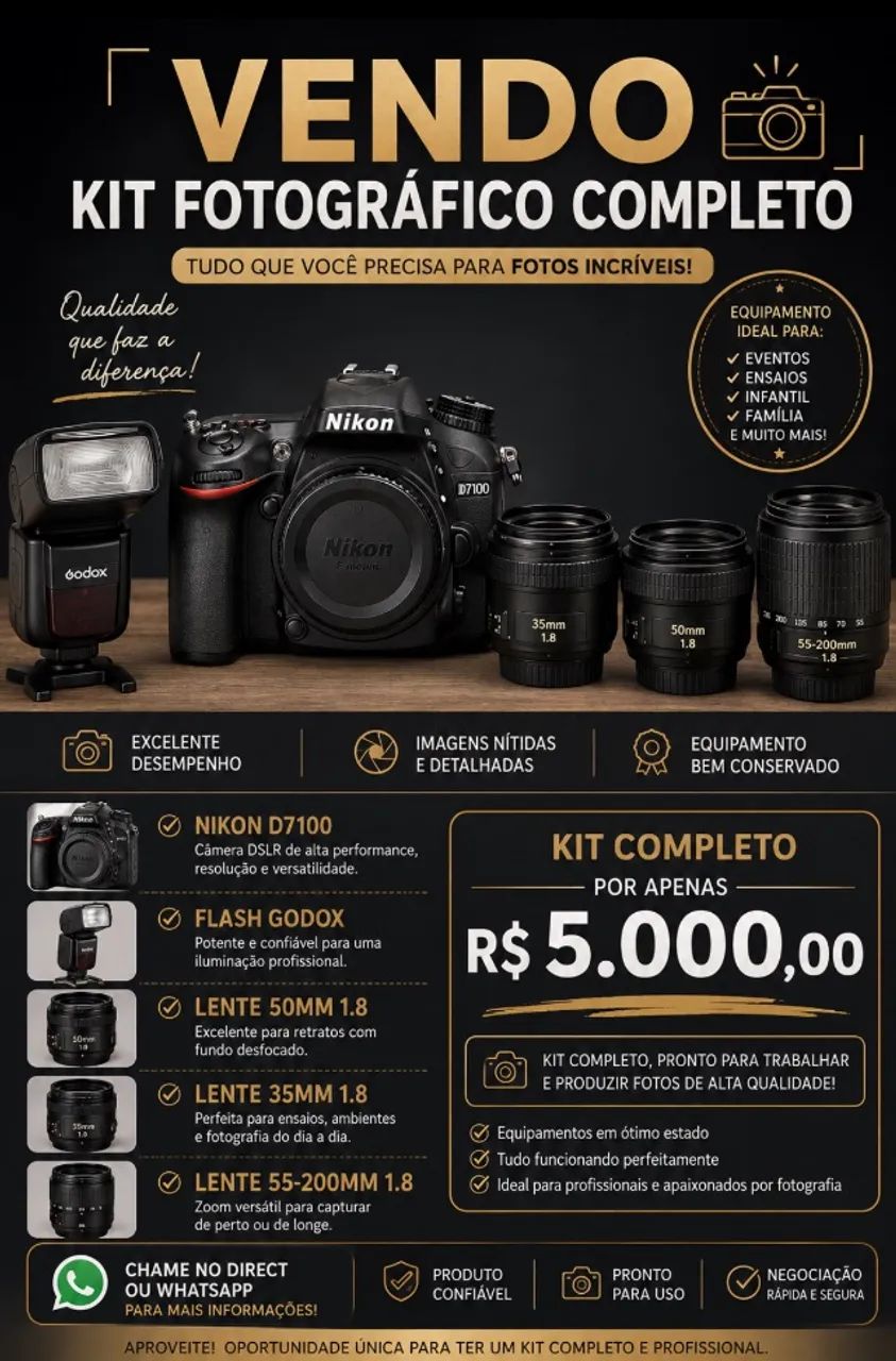 Equipamento fotográfico NIkon 