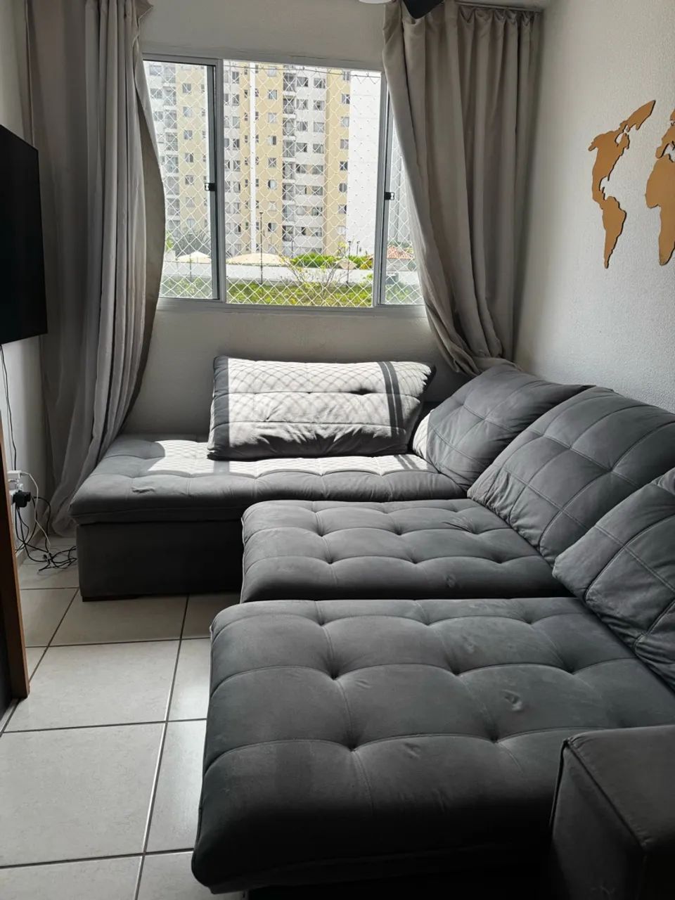 Título: Sofá de Canto em L Retrátil Cinza - 2,90 m - Foto 3