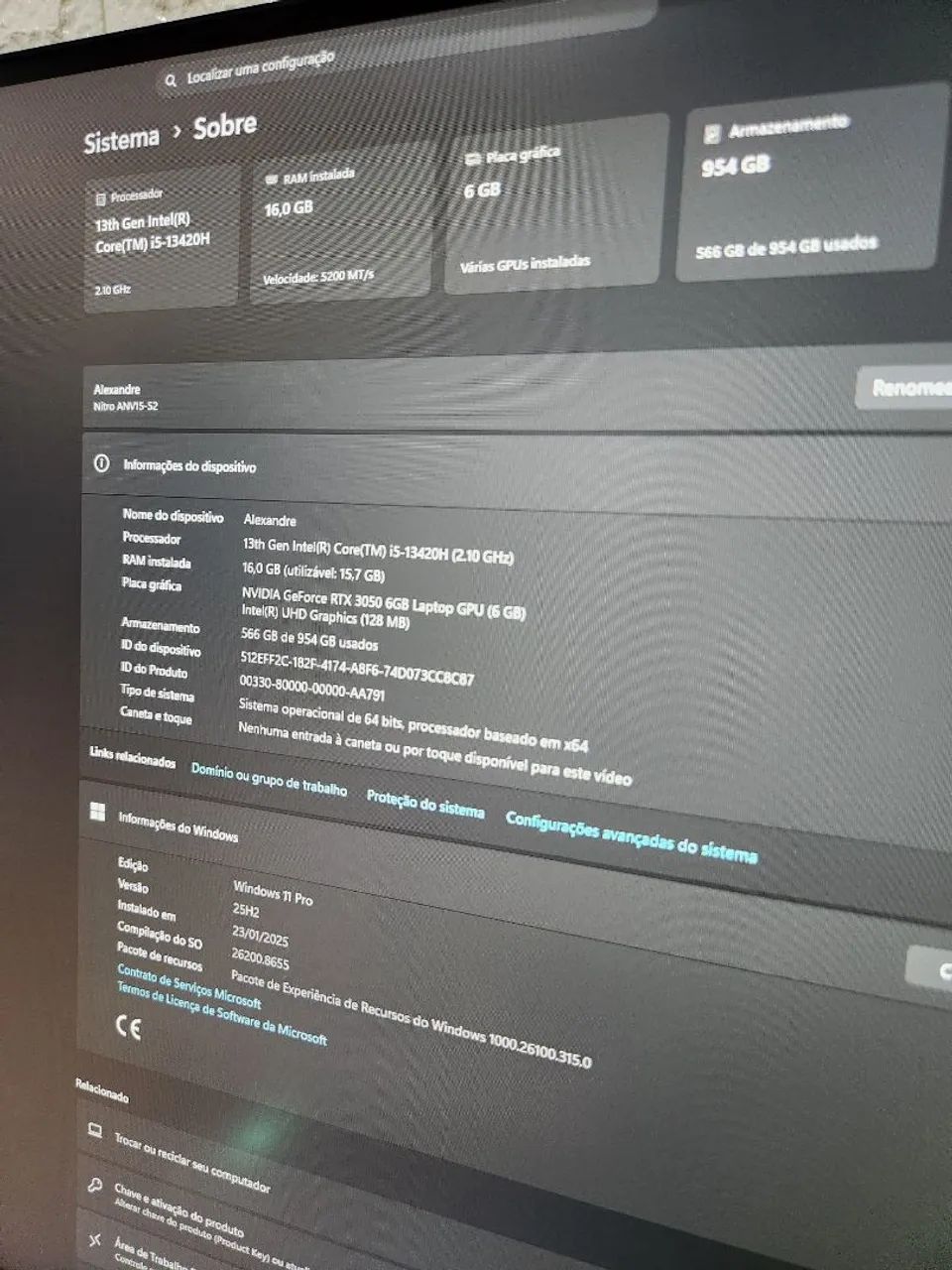 Notebook Acer V15 / 1TB SSD / 16G RAM / GARANTIA ACER/ NF  - Foto 4