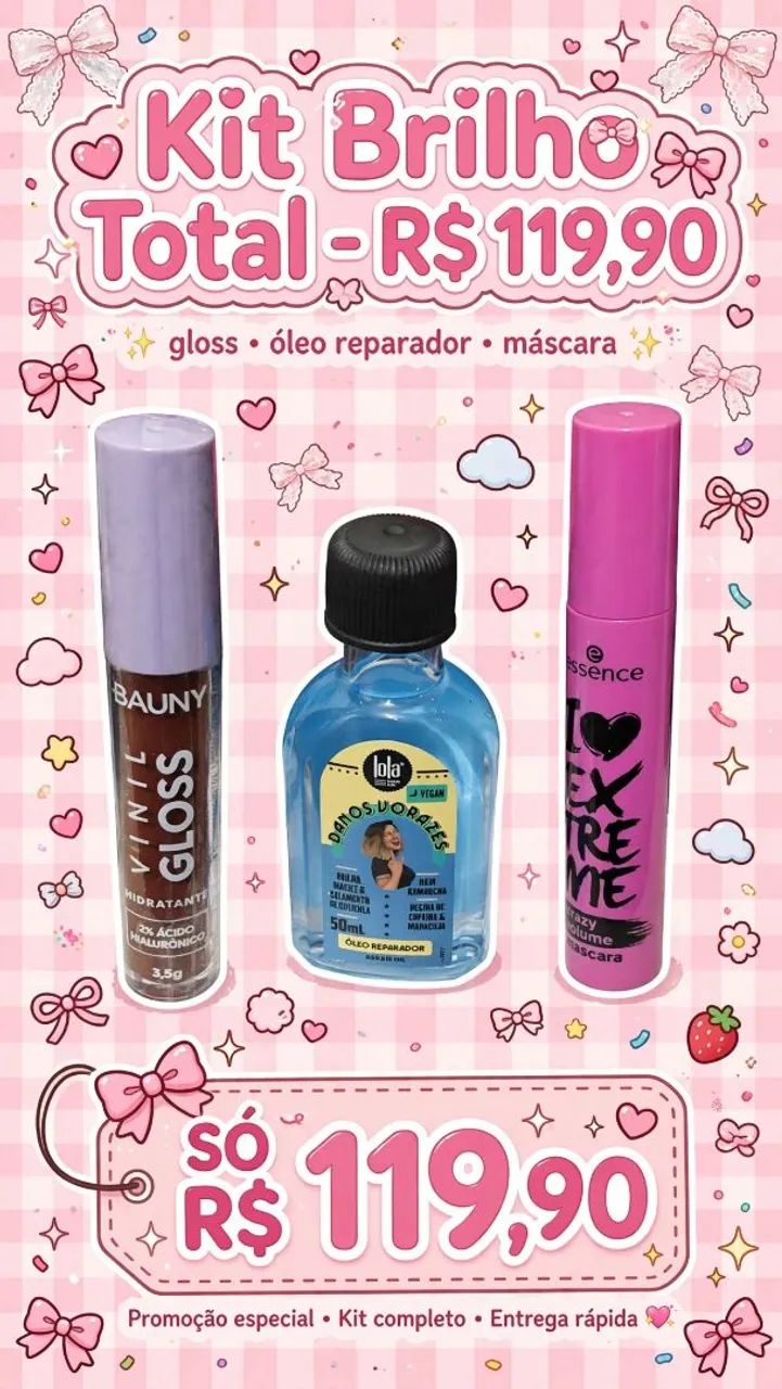 KIT BRILHO TOTAL - 3 PRODUTOS NOVOS
