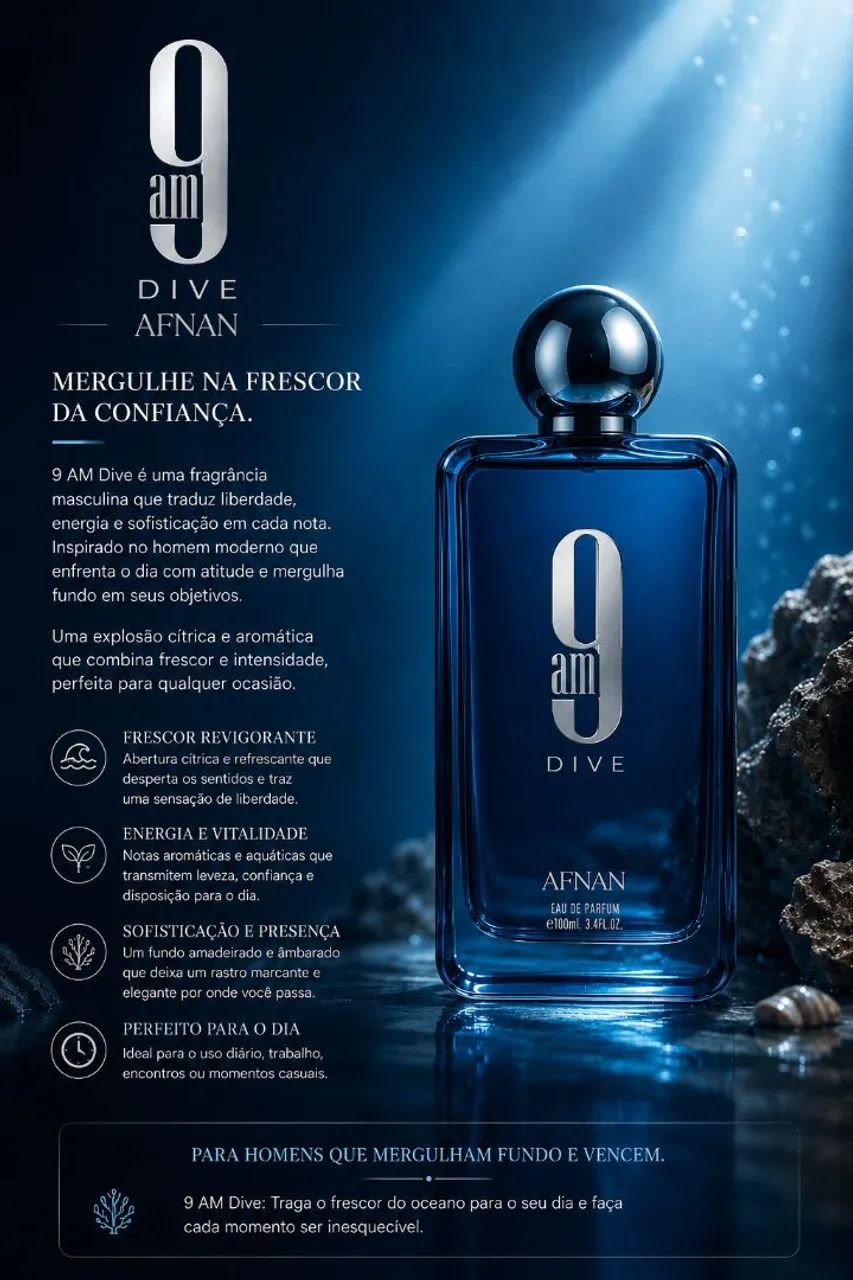 Perfume Afnan 9am Dive Masculino 100ml - Original Lacrado - Foto 5