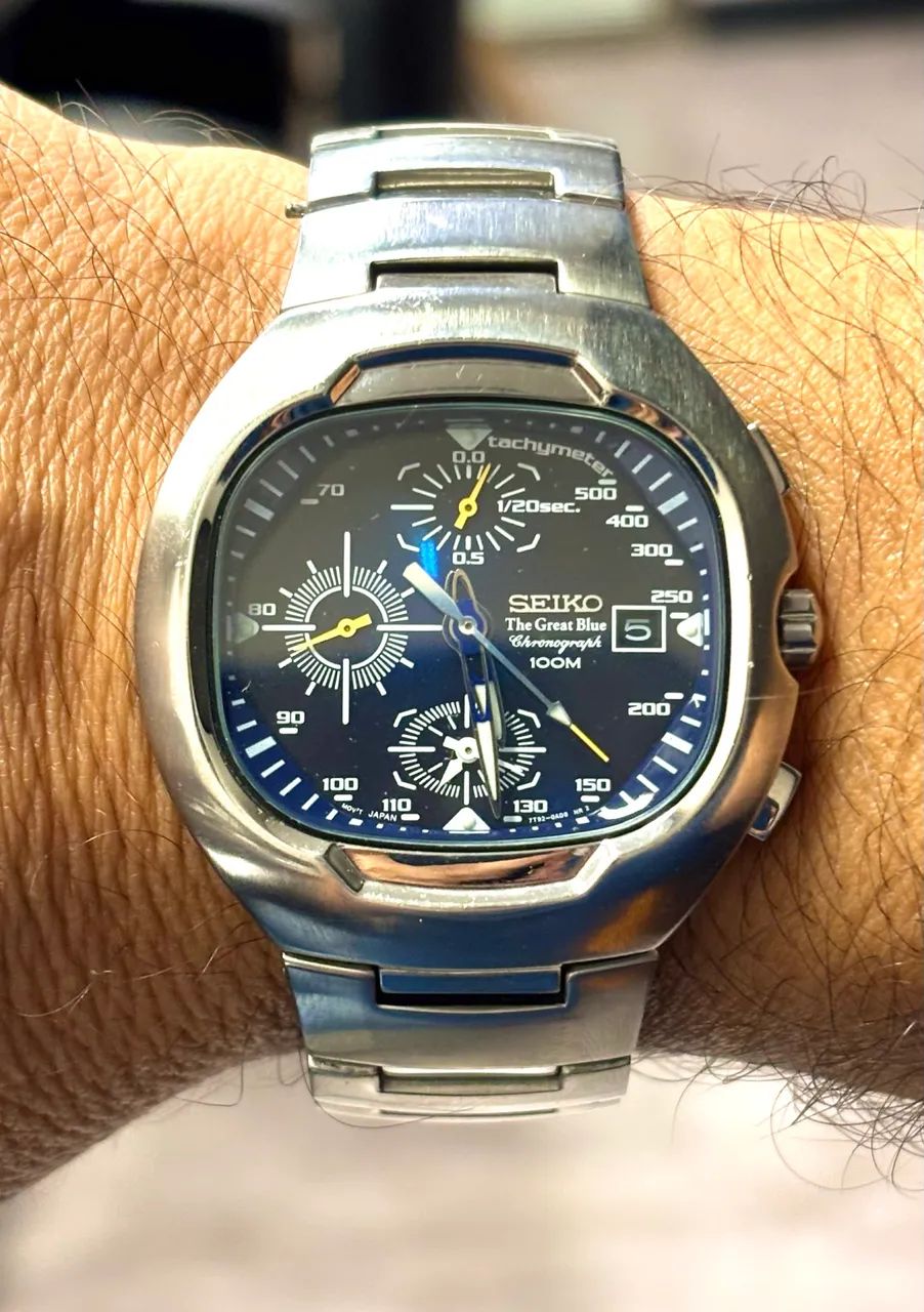 Seiko The Great Blue Chronograph 7T92-0A00 Original Vintage Japão