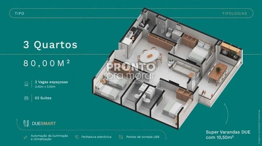 Apartamento com 3 quartos em Carneiros