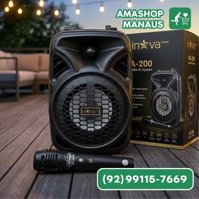 Mini Caixa de Som Portátil Kit Karaoke com Microfone Sem Fio