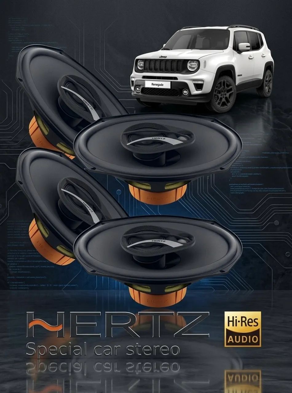 Kit 4 Falantes Hertz Triaxial 6x9 Dcx690 360w Jeep Renegade