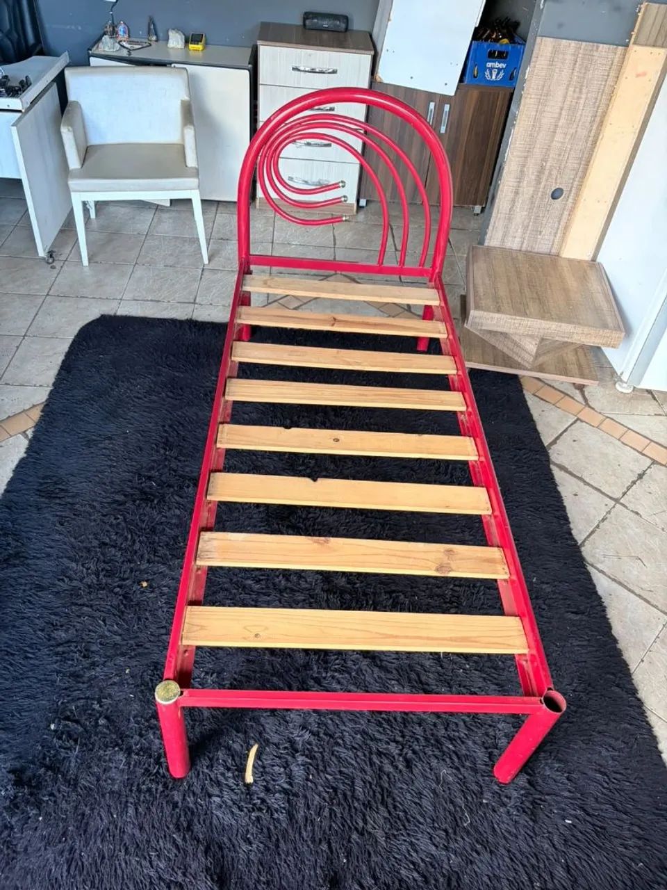 Cama de solteiro tubular usada ((ENTREGO GRATIS)) - Foto 4