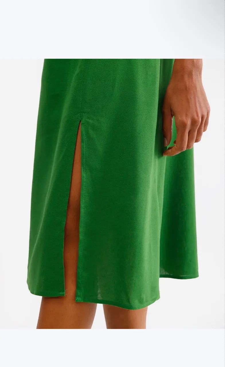 Vestido midi linho verde PP - Foto 3