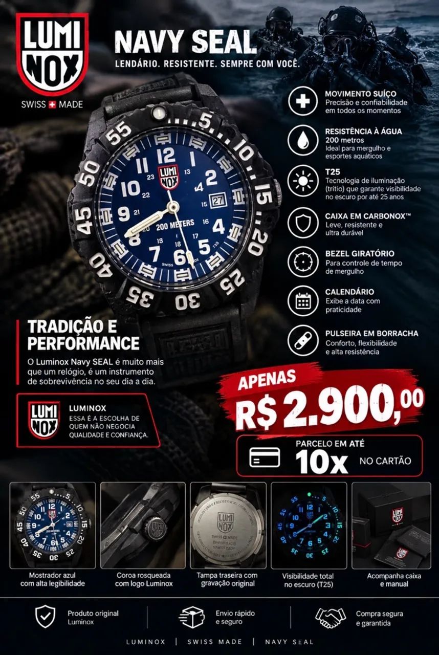 Relógio Luminox Suíço em Carbono 