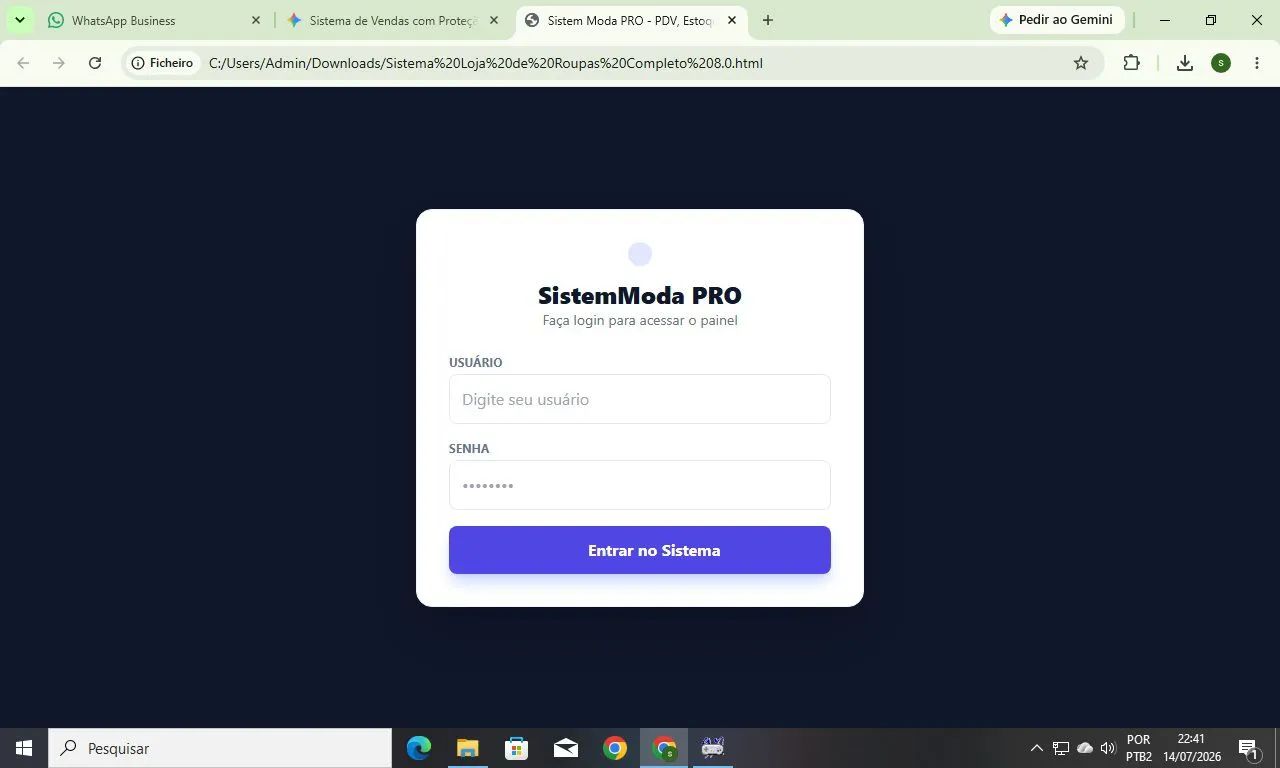 Sistema programa para loja de roupas completo