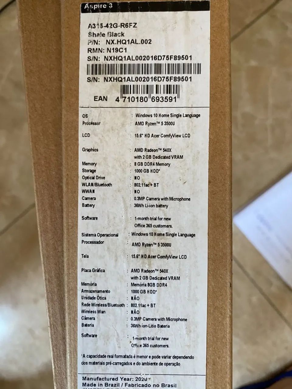 Notebook Acer usado Aspire 3 - com partes para reformar mas funciona   - Foto 4