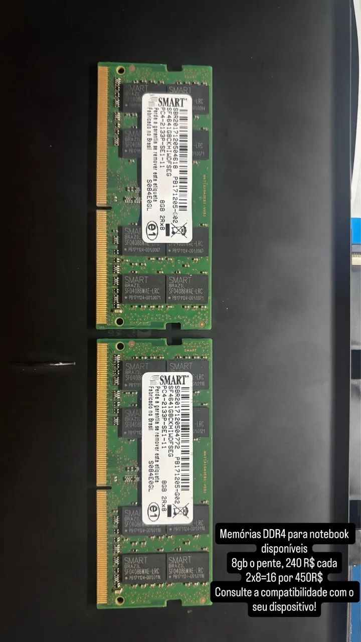 Memórias DDR4 para notebook