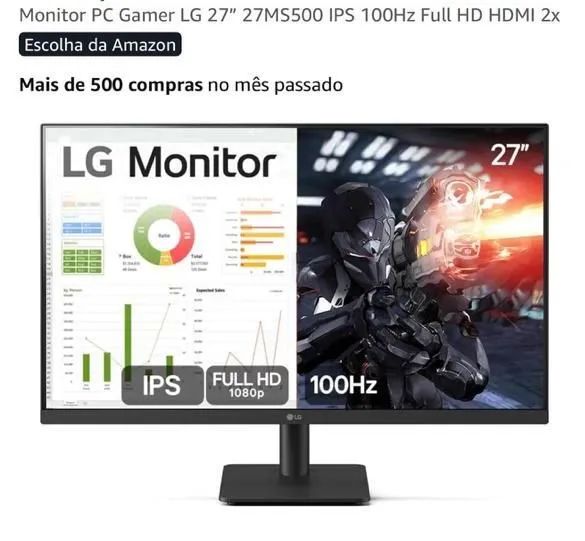 Monitor PC Gamer seminovo 27"
