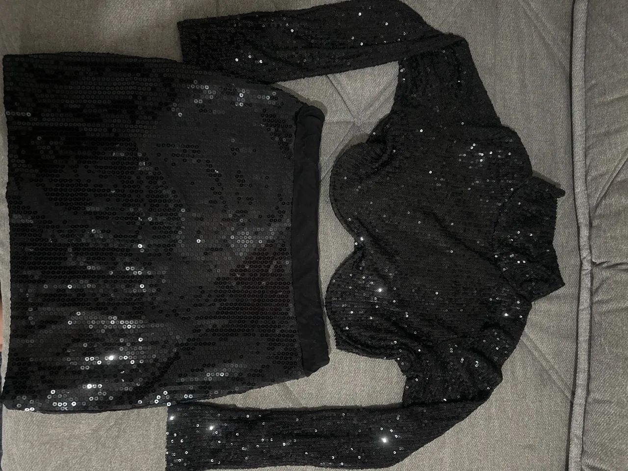 Conjunto em paetê preto 