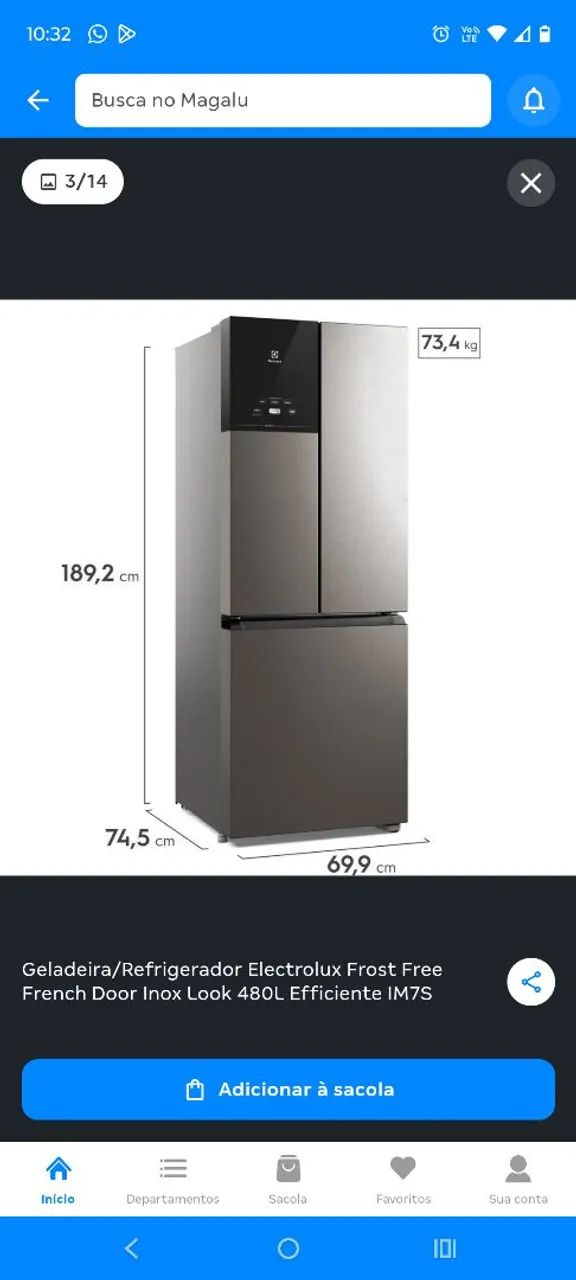 Geladeira Inox 3 portas - Geladeiras e Freezers - Gramame, João