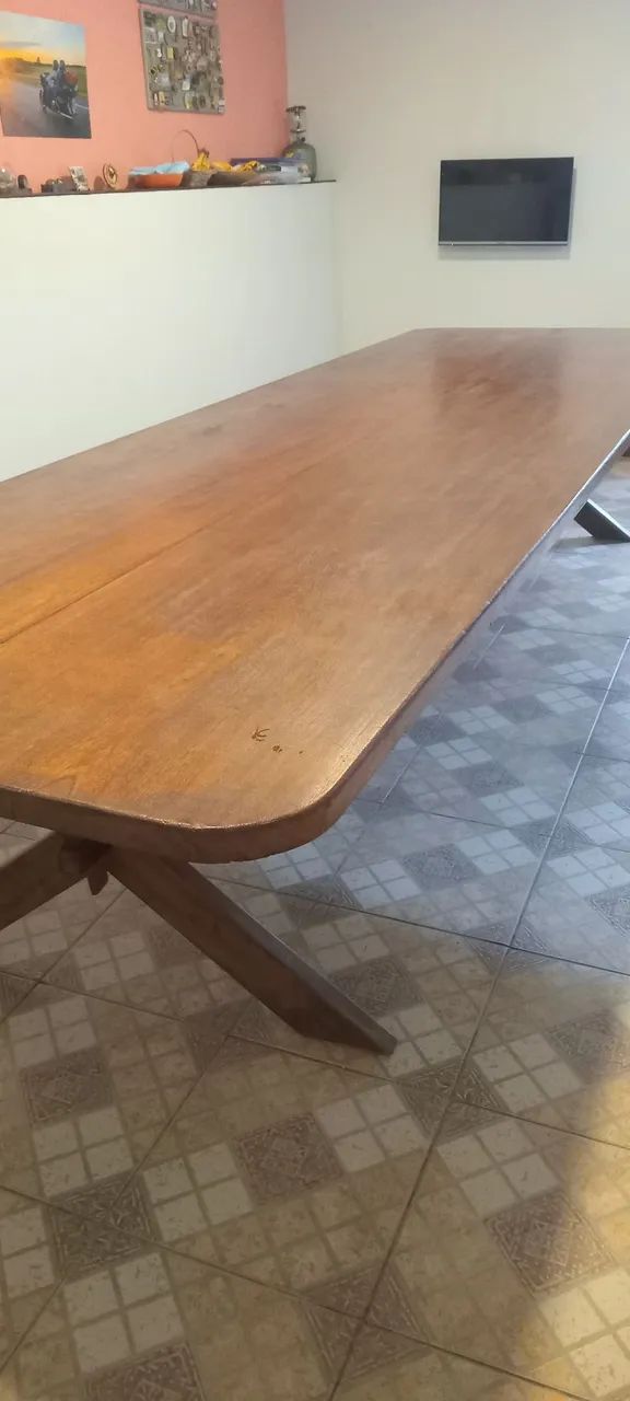 Mesa madeira maciça 20 lugares 4m X 1,4m - Foto 3