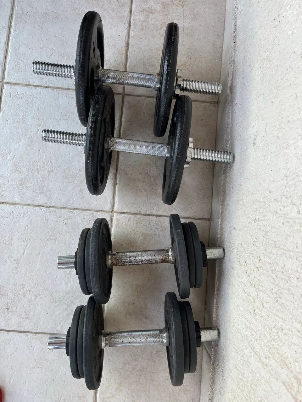 Barras maciças + halter 36kg