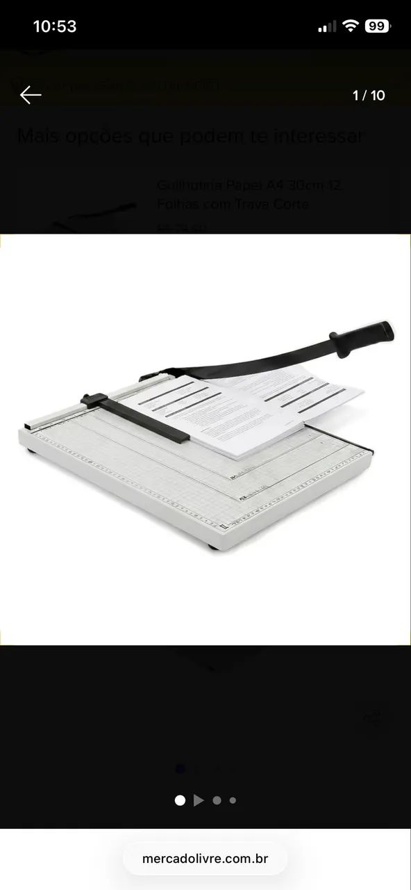 Guilhotina Papel A4 30cm 12 Folhas Manual com Trava