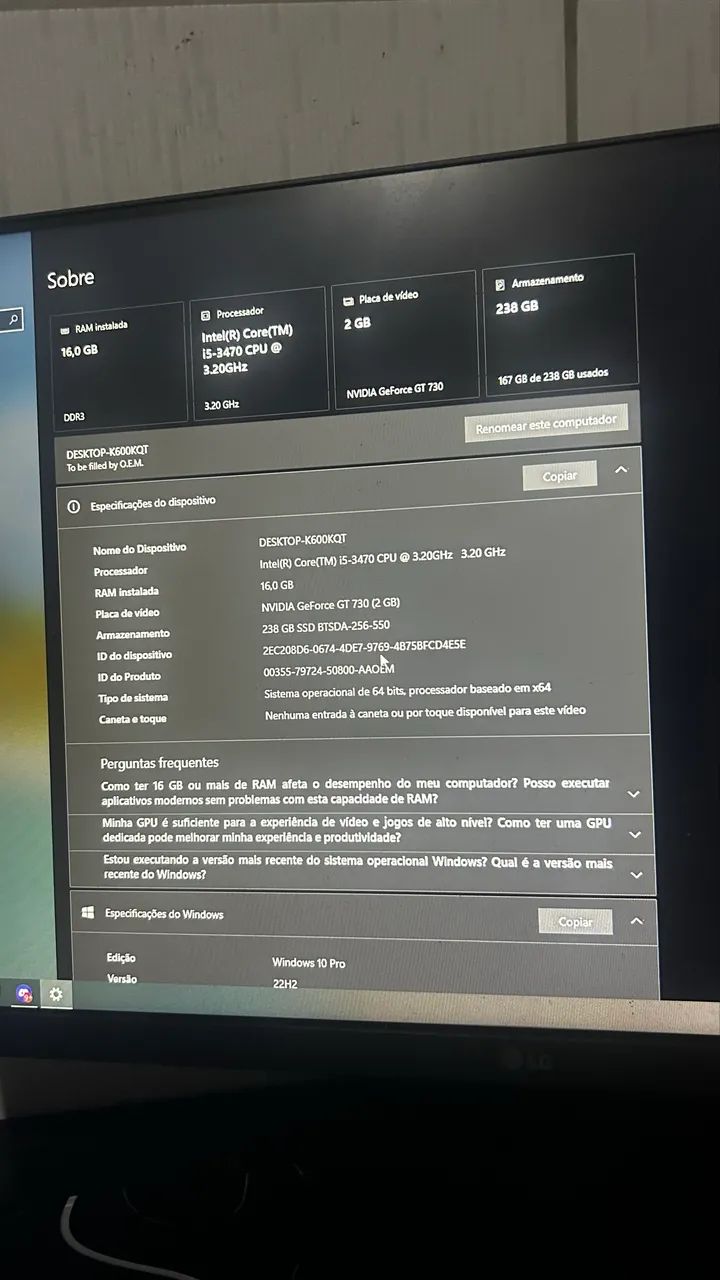 Computador Completo, PC e Monitor